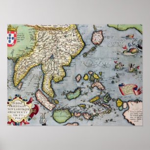  kaart   India naar Nieuw-Guinea Poster