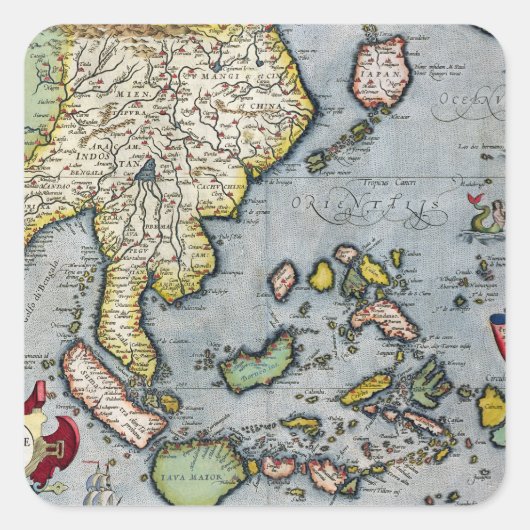  kaart | India naar Nieuw-Guinea Vierkante Sticker (Voorkant)