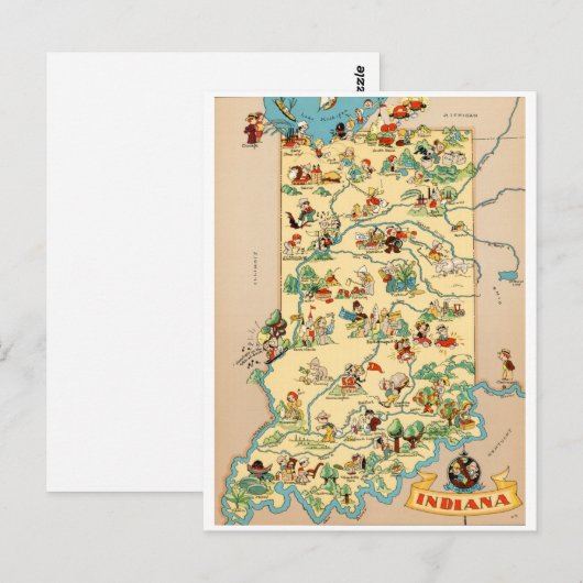  kaart Indiana (Voorkant / Achterkant)