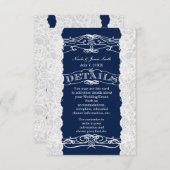 Kaart informatie over blauwe en witte lace-bruilof (Voorkant / Achterkant)