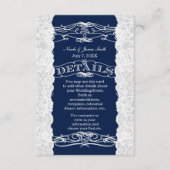 Kaart informatie over blauwe en witte lace-bruilof (Voorkant)