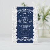 Kaart informatie over blauwe en witte lace-bruilof (Staand voorkant)