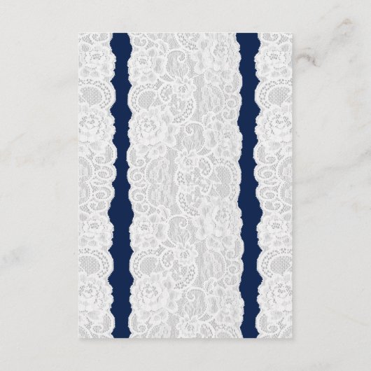 Kaart informatie over blauwe en witte lace-bruilof (Achterkant)