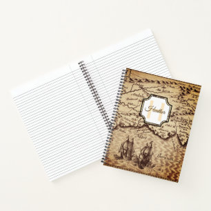 kaart Initiaal Letter Monogram Naam Aangepast Notitieboek