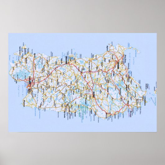 Kaart Italië - Sardinië - Sardinië Poster (Voorkant)