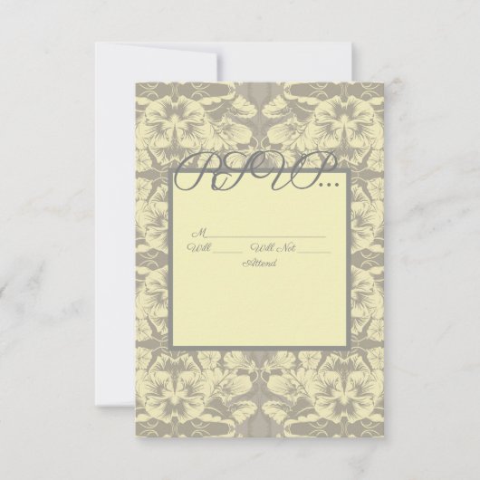 Kaart Ivory and Gray Floral Wedding Response (Voorkant)