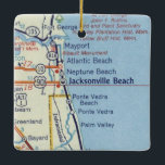 kaart Jacksonville Beach Keramisch Ornament<br><div class="desc">Kerstversiering voor Jacksonville Beach Florida en Neptune Beach op  kaart.</div>