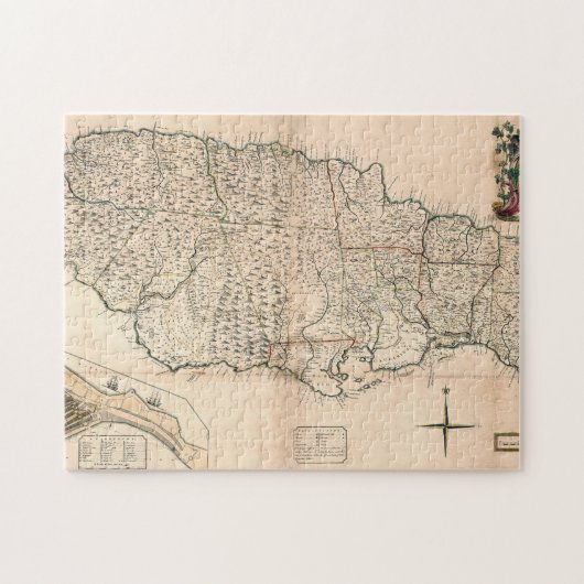 KAART: JAMAICA, 1755 2 LEGPUZZEL (Horizontaal)