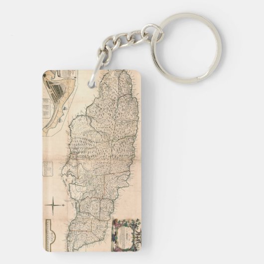 KAART: JAMAICA, 1755 2 SLEUTELHANGER (achterkant)