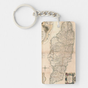 KAART: JAMAICA, 1755 2 SLEUTELHANGER