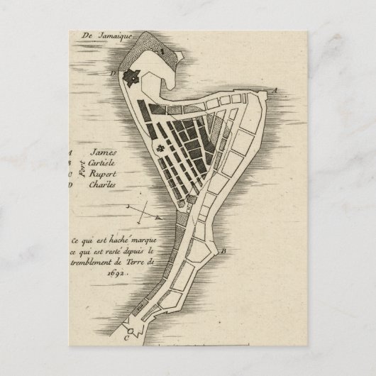 KAART: JAMAICA, 1755 BRIEFKAART (Voorkant)