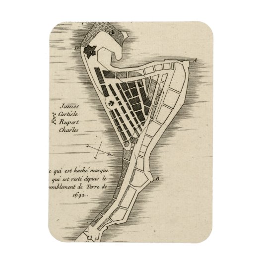 KAART: JAMAICA, 1755 MAGNEET (Verticaal)