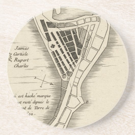 KAART: JAMAICA, 1755 ZANDSTEEN ONDERZETTER (Voorkant)