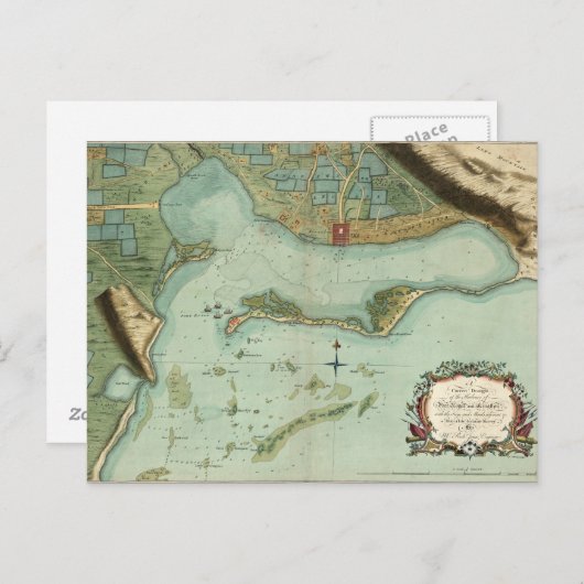 KAART: JAMAICA, 1756 BRIEFKAART (Voorkant / Achterkant)