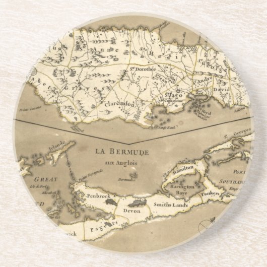 KAART: JAMAICA, 1767 ZANDSTEEN ONDERZETTER (Voorkant)