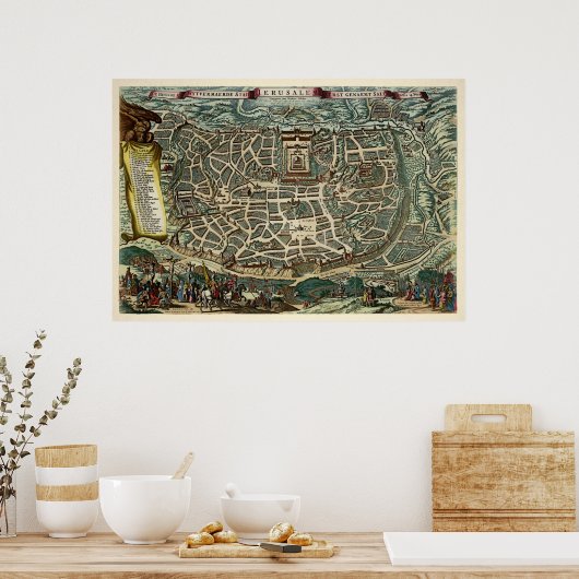 kaart Jeruzalem Poster (Keuken)
