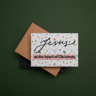 Kaart: Jezus in het hart van de Kerst Notitiekaartje