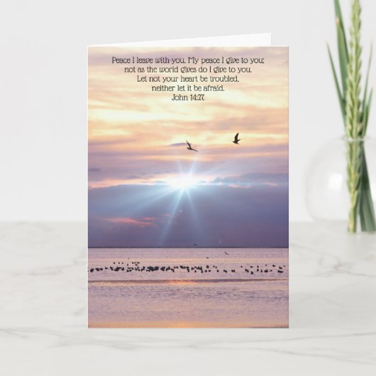 Kaart John 14:27: vreedzame Ocean Sunset Bible (Voorkant)