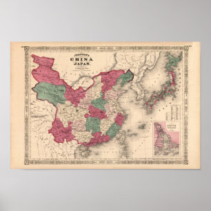 Kaart - Johnson's China en Japan Poster