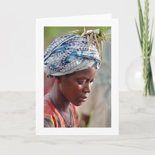 Kaart, "Jonge het Plukken van de Vrouw Rijst " Kaart (Voorkant)