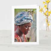 Kaart, "Jonge het Plukken van de Vrouw Rijst " Kaart (Gele Bloem)