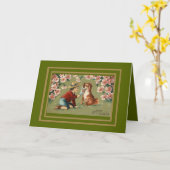 Kaart jongen en honden Birthday Greetings (Gele Bloem)