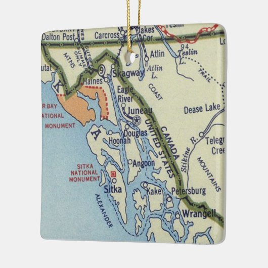 kaart Juneau AK Keramisch Ornament (Links)