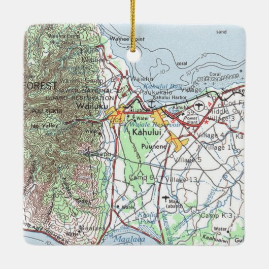  kaart Kahului Hawaii Keramisch Ornament (Achterkant)