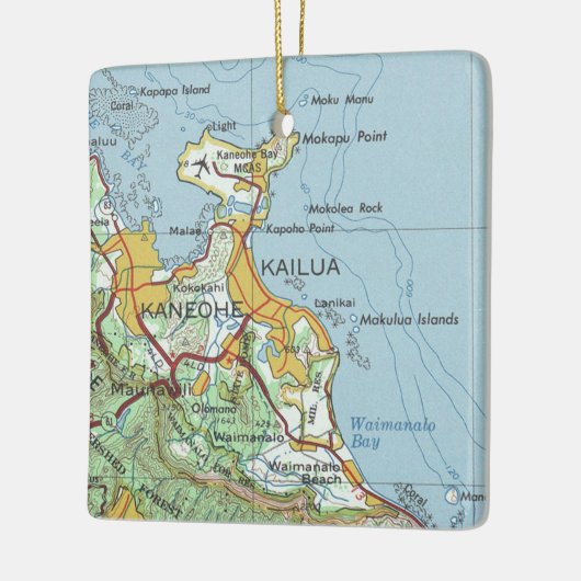  kaart Kailua Oahu Keramisch Ornament (Links)