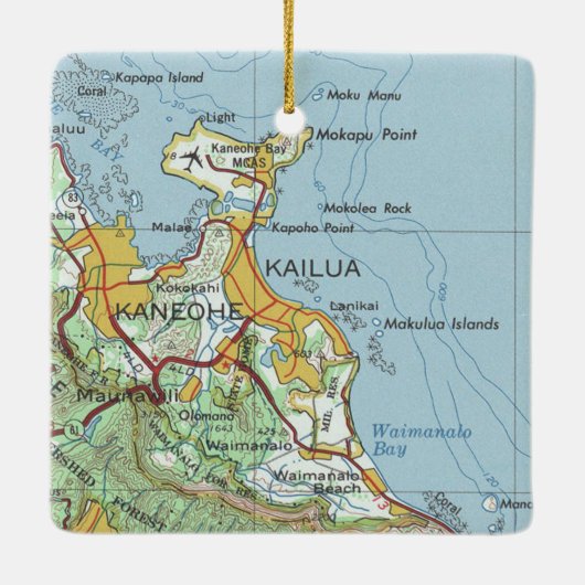  kaart Kailua Oahu Keramisch Ornament (Achterkant)