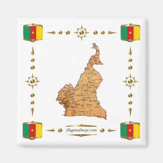 Kaart Kameroen + Flags Magnet