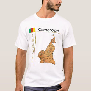 Kaart Kameroen + vlag + titel T-shirt