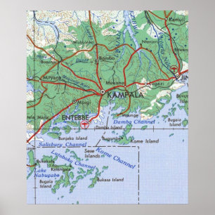  kaart Kampala Uganda Poster