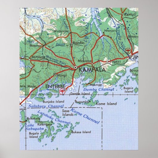  kaart Kampala Uganda Poster (Voorkant)