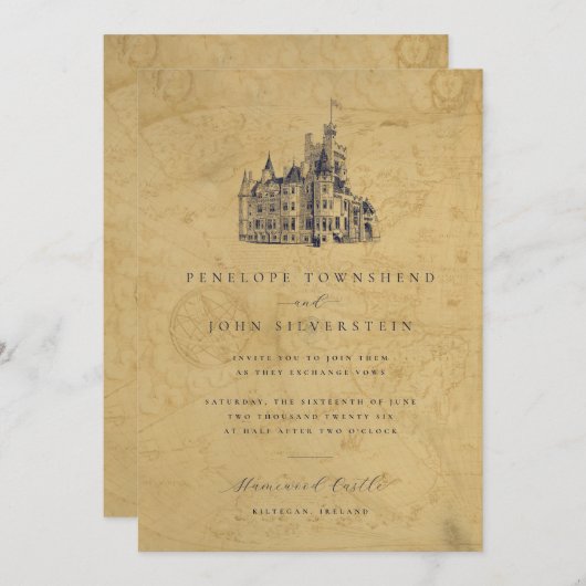  Kaart Kasteelillustratie Trouwen (Voorkant / Achterkant)