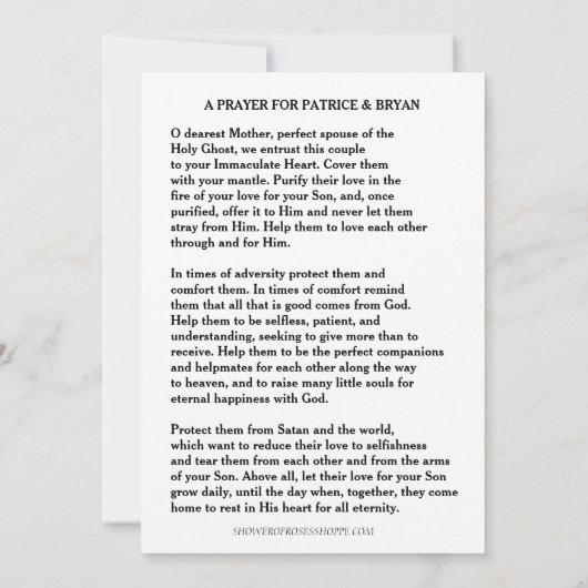 Kaart katholieke bruiloft (Achterkant)