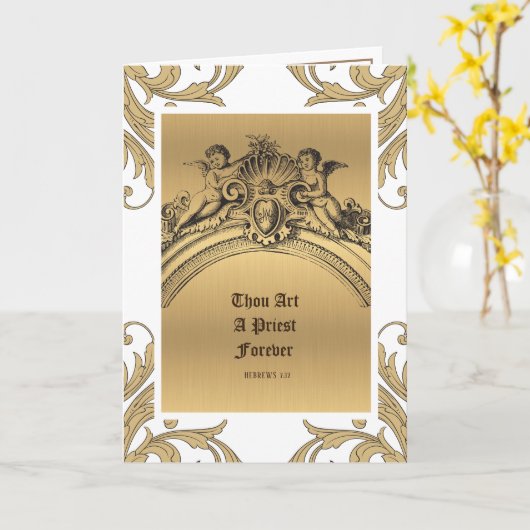 Kaart katholieke priester Jubileum Ordination Ange (Gele Bloem)