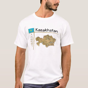 Kaart Kazachstan + vlag + titel T-shirt