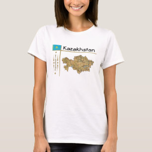 Kaart Kazachstan + vlag + titel T-shirt