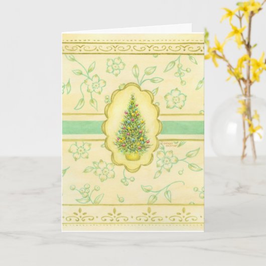Kaart kerstboomfeestdag groet (Gele Bloem)