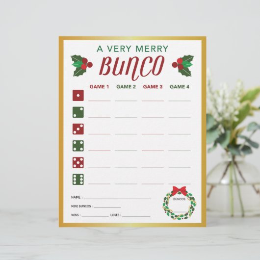 Kaart kerstbunco Party game Score (Staand voorkant)