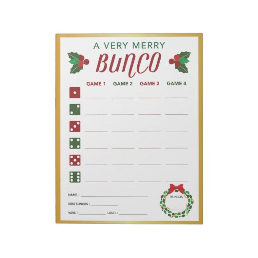 Kaart kerstbunco Party game Score Notitieblok (Linkerzijde)