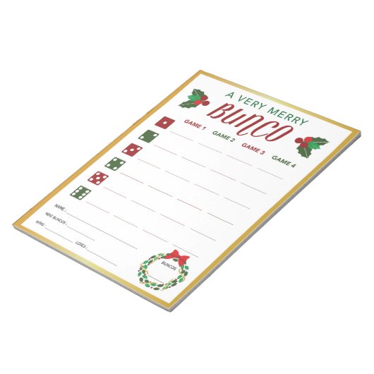 Kaart kerstbunco Party game Score Notitieblok (Schuin)