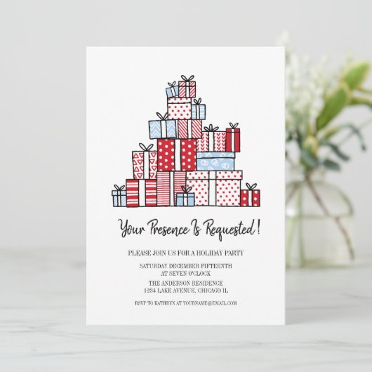 Kaart kerstcadeaufeest feestdag (Staand voorkant)