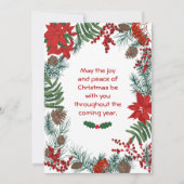 Kaart kerstcadeautjes met kaarsen en insettias (Achterkant)