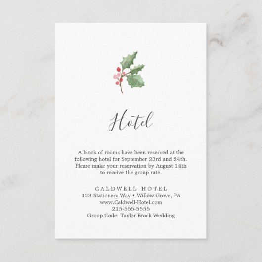 Kaart kerstgroen en Berry Hotel Enclosure (Voorkant)