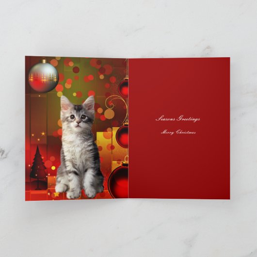 Kaart kerstkat Kitten (Binnen)