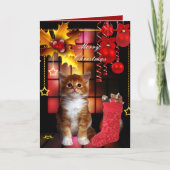 Kaart Kerstmis Cat Kitten (Voorkant)