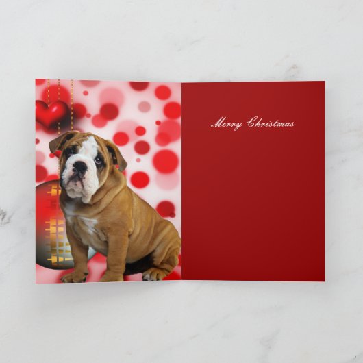 Kaart Kerstmis Dog Puppy Hearts (Binnen)