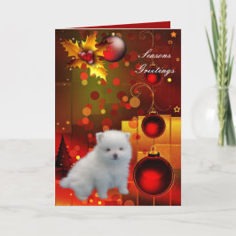 Kaart Kerstmis Dog Puppy Pomeranian